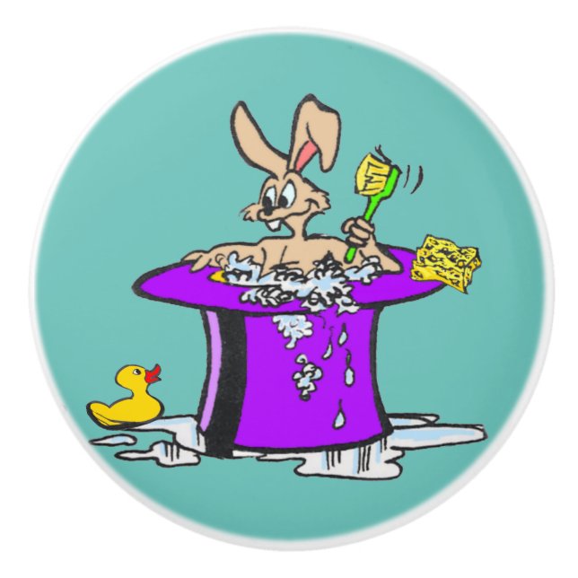 Bubbling Bunny Customisable Ceramic Pull (Front)