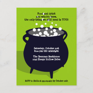 Bubbling cauldron ghoulish green Halloween party Invitation