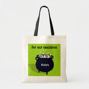 Bubbling cauldron green potion trick or treat tote bag