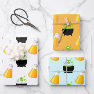 Bubbling Cauldron Magic Potion Skull Halloween Wrapping Paper Sheet