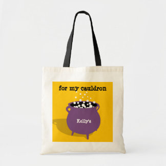 Bubbling cauldron yellow potion trick or treat tote bag