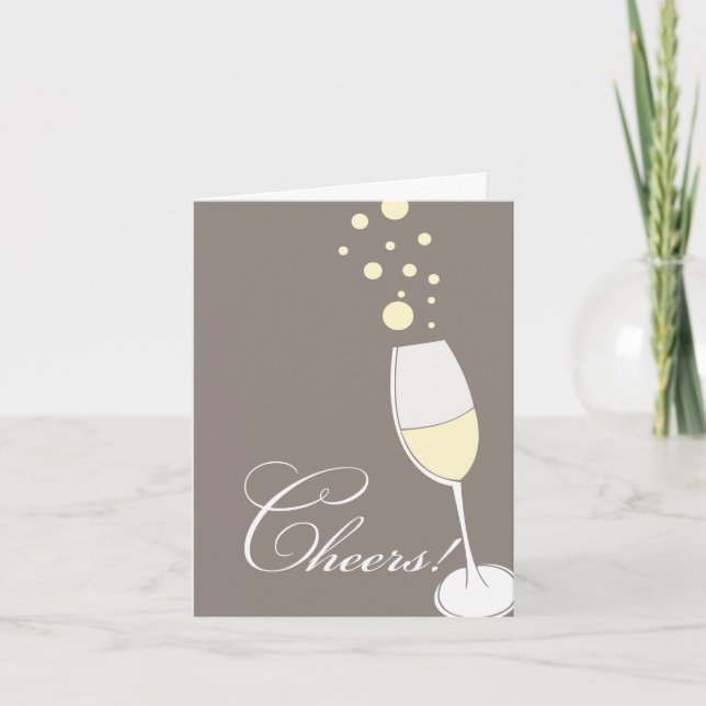 Bubbling Champagne "Cheers!" Greeting Card (Front)