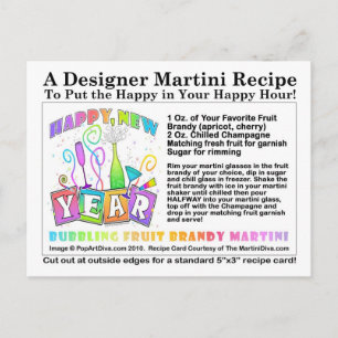 Bubbling Fruit Brandy Martini Recipe Postcard