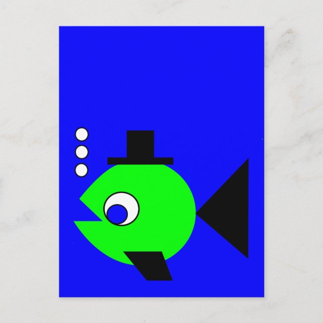 Bubbling Hat Fish Postcard (Front)