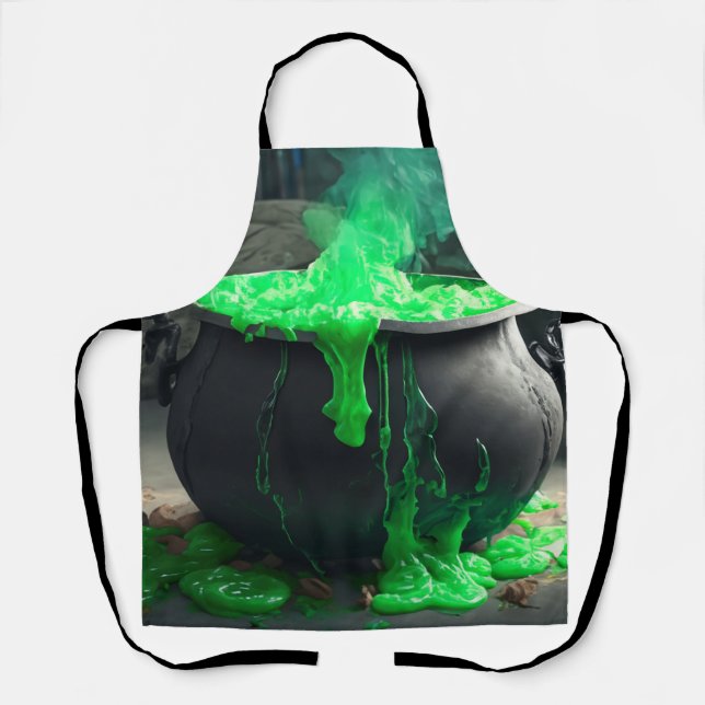 Bubbling Witch's Cauldron Halloween Apron (Front)