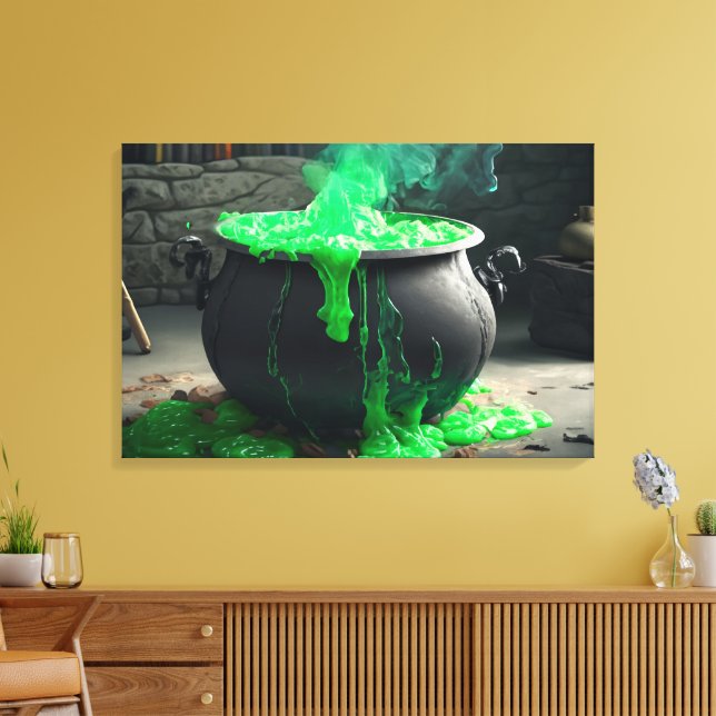 Bubbling Witch's Cauldron Halloween Canvas Print (Insitu(LivingRoom))