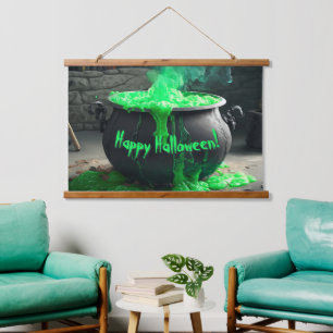 Bubbling Witch's Cauldron Halloween Hanging Tapestry