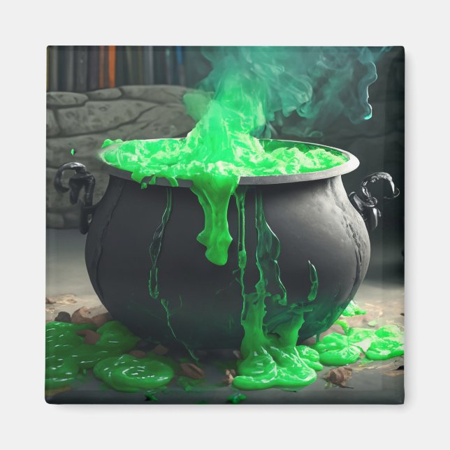 Bubbling Witch's Cauldron Halloween Magnet (Front)