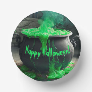 Bubbling Witch's Cauldron Halloween Paper Plate
