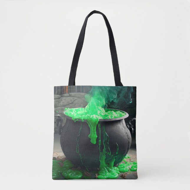 Bubbling Witch's Cauldron Halloween Tote Bag (Front)