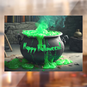 Bubbling Witch's Cauldron Halloween Window Cling