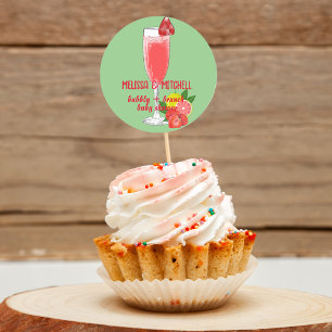 Bubbly and brunch baby shower cupcake toppers classic round sticker