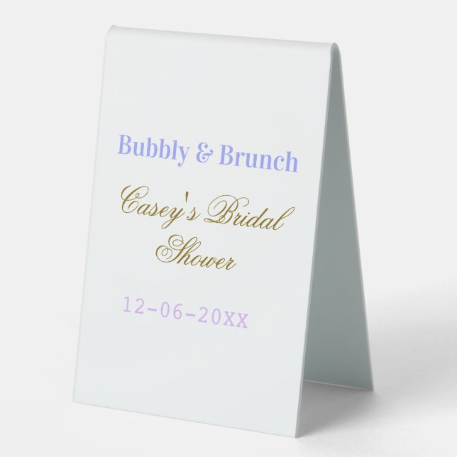 Bubbly and brunch bridal shower name date purple g (Front)