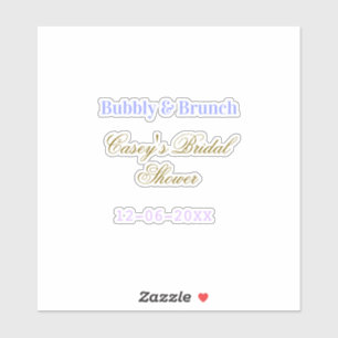 Bubbly and brunch bridal shower name date purple g