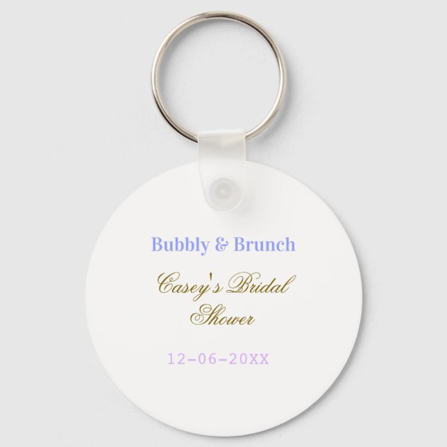 Bubbly and brunch bridal shower name date purple g key ring (Front)
