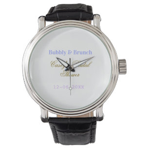 Bubbly and brunch bridal shower name date purple g watch
