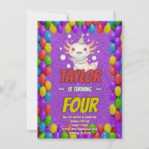 Bubbly Axolotl Baby Shower Invite