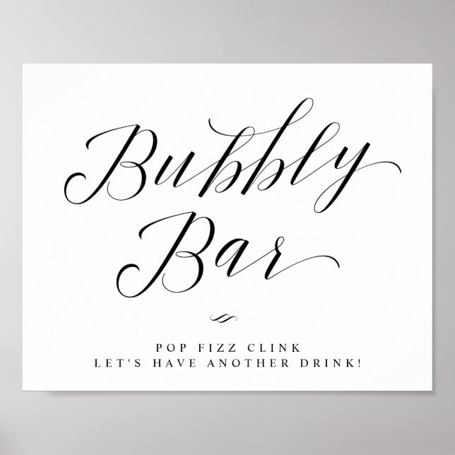 Bubbly Bar Chic Bridal Shower or Wedding Sign (Front)