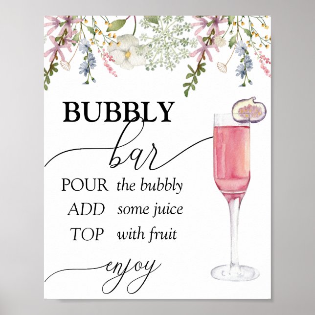 Bubbly Bar | Chic Wildflower Poster (Front)