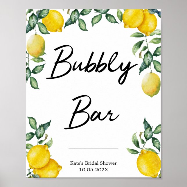 Bubbly Bar lemons sign personalised (Front)