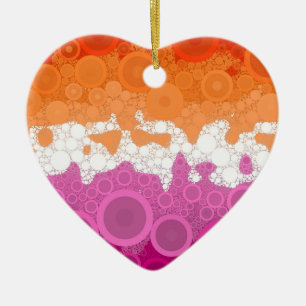 Bubbly Bohemian Groovy Abstract Lesbian Pride Flag Ceramic Tree Decoration