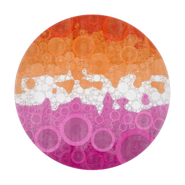 Bubbly Bohemian Groovy Abstract Lesbian Pride Flag Cutting Board (Front)