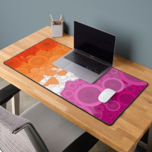 Bubbly Bohemian Groovy Abstract Lesbian Pride Flag Desk Mat