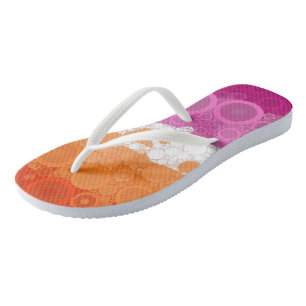Bubbly Bohemian Groovy Abstract Lesbian Pride Flag Flip Flops