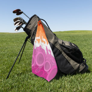 Bubbly Bohemian Groovy Abstract Lesbian Pride Flag Golf Towel