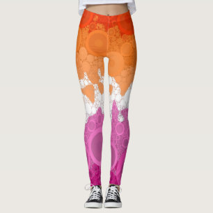 Bubbly Bohemian Groovy Abstract Lesbian Pride Flag Leggings