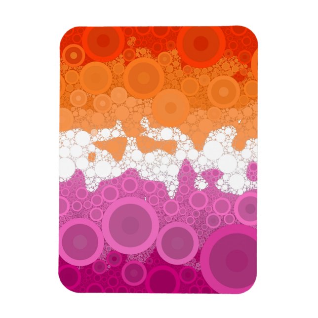 Bubbly Bohemian Groovy Abstract Lesbian Pride Flag Magnet (Vertical)