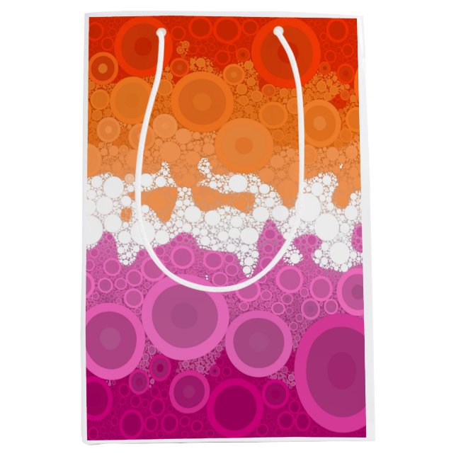 Bubbly Bohemian Groovy Abstract Lesbian Pride Flag Medium Gift Bag (Front)