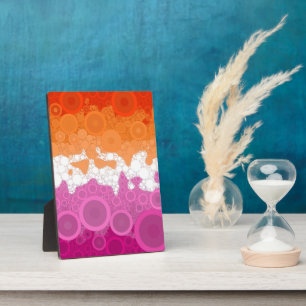 Bubbly Bohemian Groovy Abstract Lesbian Pride Flag Plaque