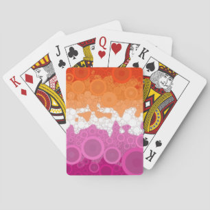 Bubbly Bohemian Groovy Abstract Lesbian Pride Flag Playing Cards