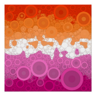 Bubbly Bohemian Groovy Abstract Lesbian Pride Flag Poster