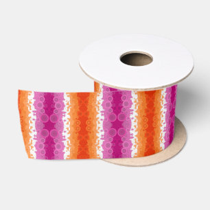 Bubbly Bohemian Groovy Abstract Lesbian Pride Flag Satin Ribbon