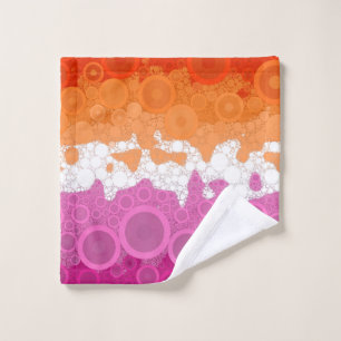 Bubbly Bohemian Groovy Abstract Lesbian Pride Flag Wash Cloth