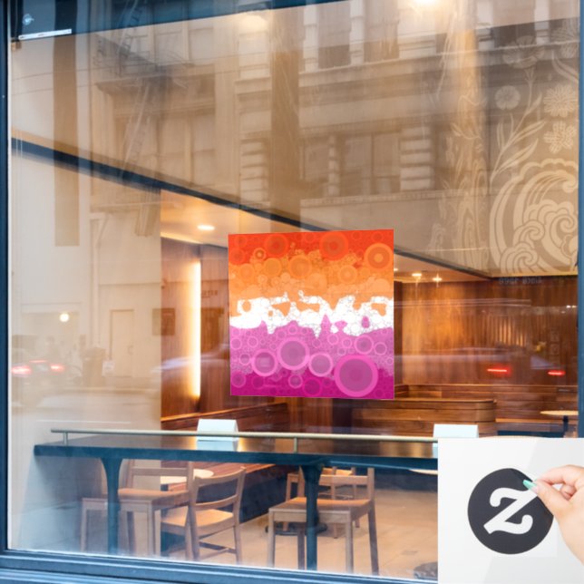 Bubbly Bohemian Groovy Abstract Lesbian Pride Flag Window Cling (Cafe Window)