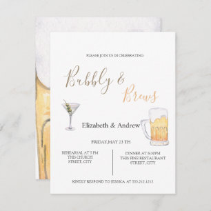 Bubbly & Braws Rehearsal Dinner Invitation