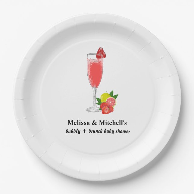 bubbly + brunch baby shower paper plate (Front)