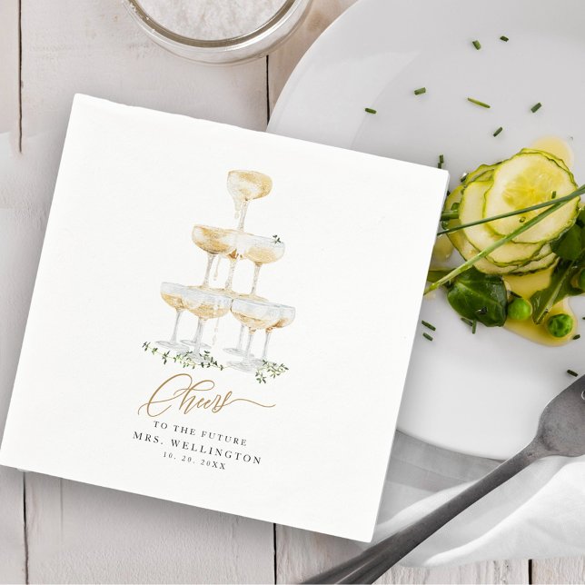 Bubbly Brunch Champagne Greenery Bridal Shower Napkin (Creator Uploaded)