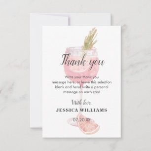 Bubbly Brunch Elegant Pink Cocktail Bridal Shower Thank You Card