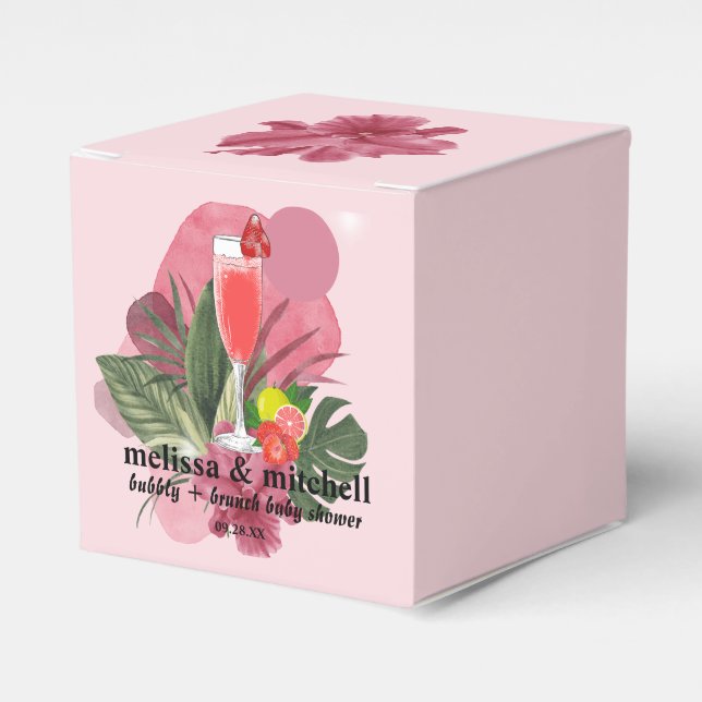 Bubbly brunch mimosa baby shower thank you favour box (Front Side)