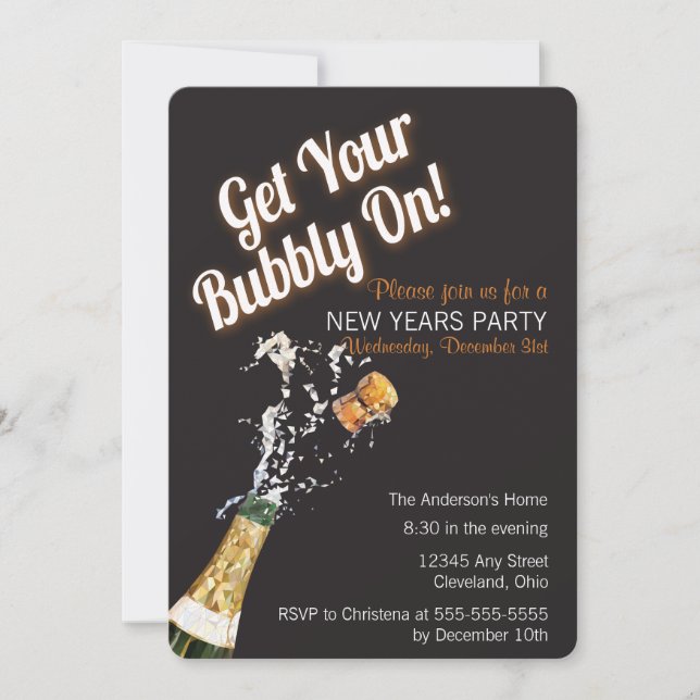 Bubbly Celebration Holiday Party Invitation (Front)