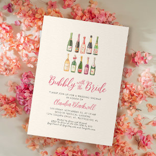 Bubbly Champagne Bottles Bridal Shower Invitation
