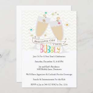 Bubbly Champagne New Years Eve Party Invitation