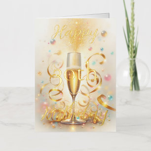 Bubbly Chanpagne Gold Streamers Milestone Birthday Foil Greeting Card