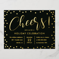 Bubbly Cheer Foil Holiday Invitation Postcard