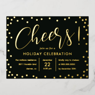 Bubbly Cheer Foil Holiday Invitation Postcard