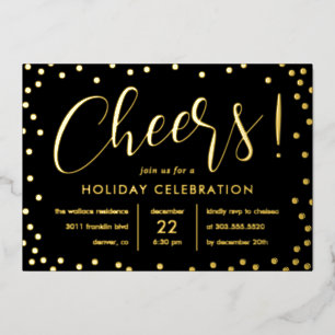 Bubbly Cheer Foil Holiday Party Invitation